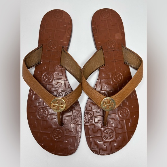 Tory Burch Thora Thong Sandals, Signature Logo Medallion, 100% Leather Size 9 - Picture 11 of 12